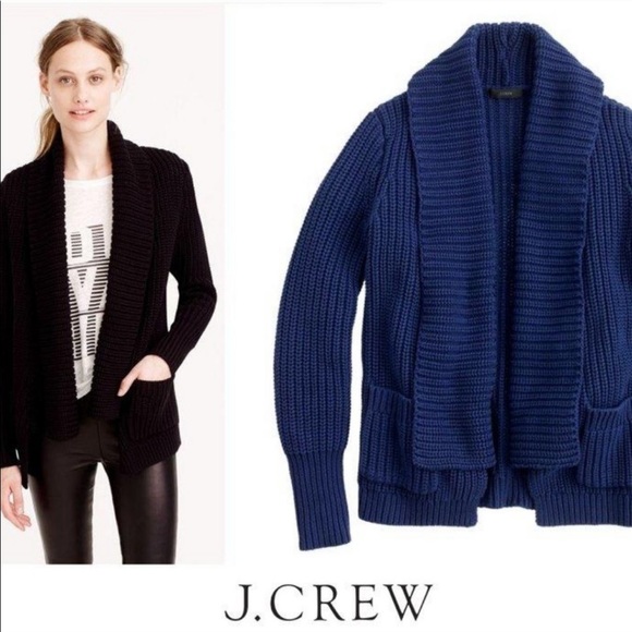 J.Crew | Rib-Stitch Blue Open Front Cardigan - Picture 3 of 6